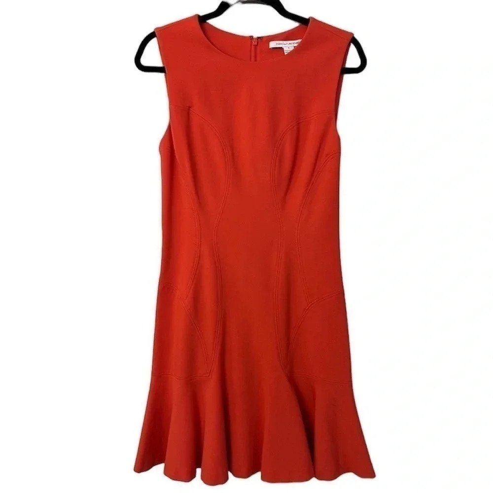 Diane von Furstenberg Jaelyn Hot Coral Mini Dress Size 8 GUC